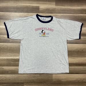 VINTAGE Disneyland Resort Mens Sz XL Mickey Mouse Shirt Ringer